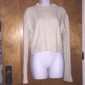 Cream White Evidnt Los Angeles Cropped Sweater Size Large